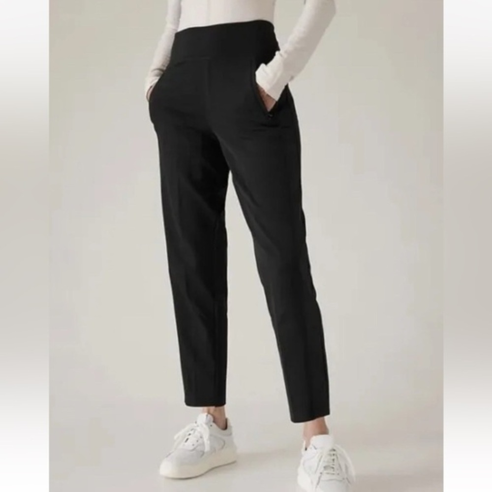 Athleta Endless Satin Side Stripe Pant in Black Size 0